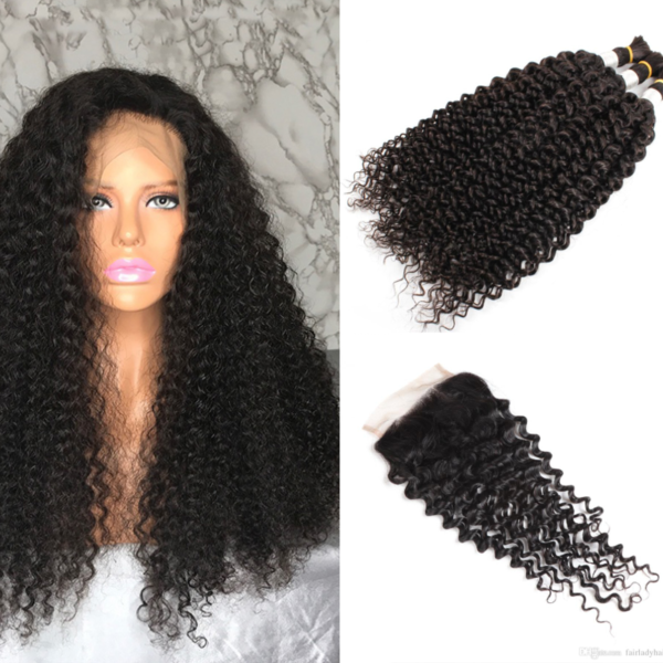 Brazilian Kinky Curly Weave - 3 Bundles with 4*4 Closure